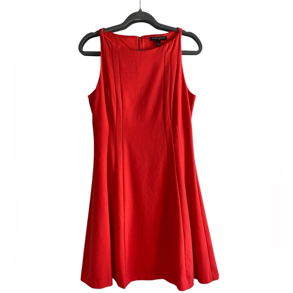 Banana Republic Woman’s Red Fit & Flare Midi Dress Size 6